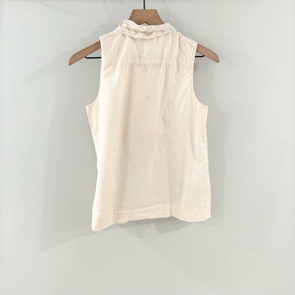 J. Crew Ruffle Pintuck Blouse Beige Size 4 - Picture 5 of 5